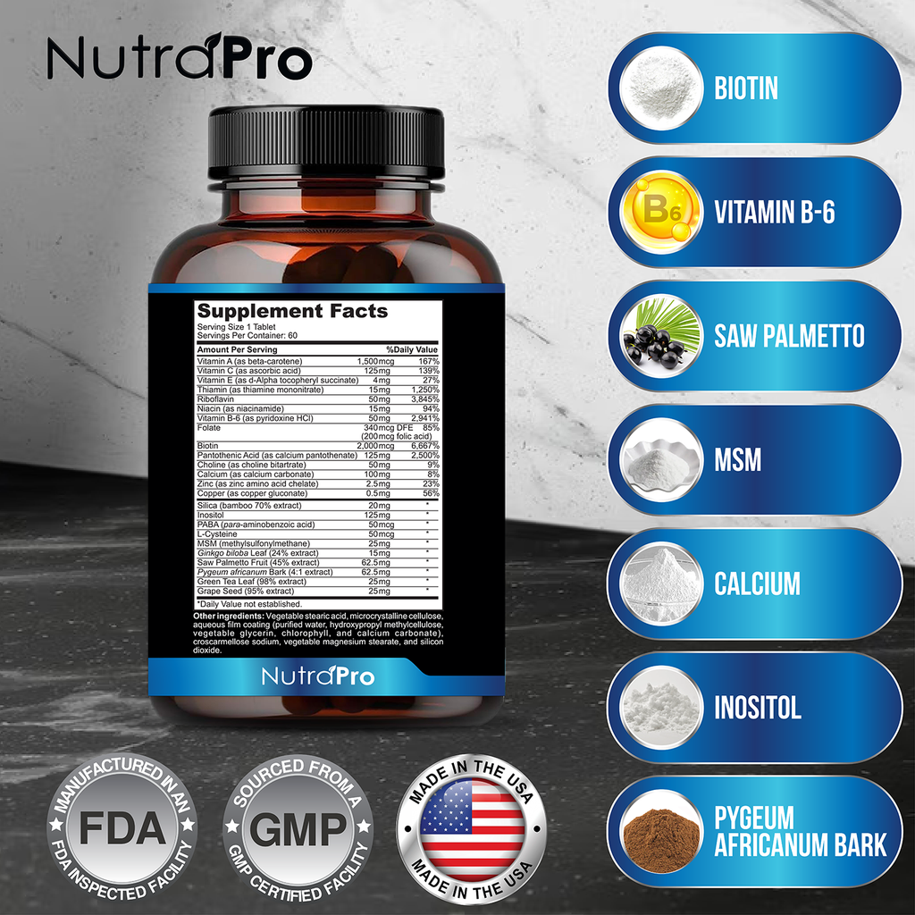 Mens Hair Growth-Hair Vitamins For Men. Anti Hair Loss Supplement, Regrow Hair & Beard