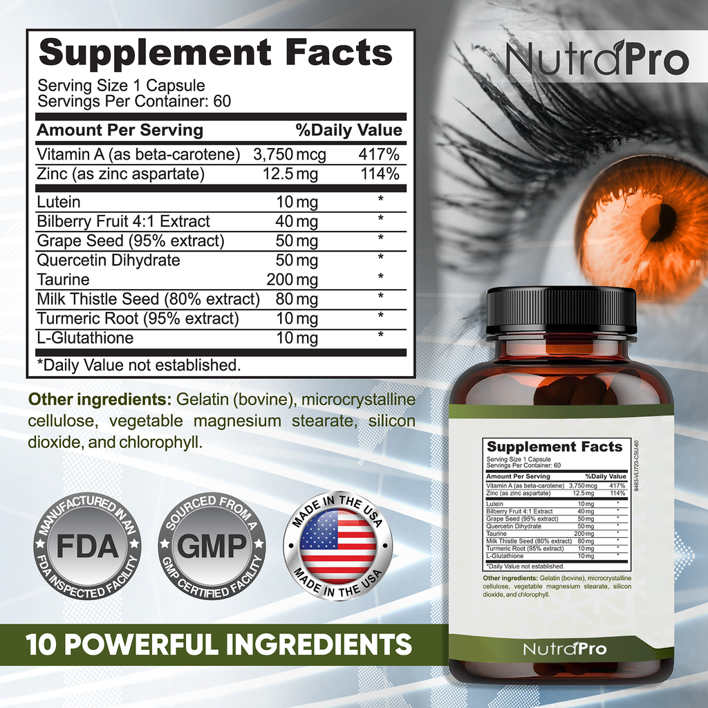 Vision Support & Eye Health—Eye Supplements for Adults with Lutein Eye Vitamins.